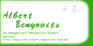 albert benyovits business card